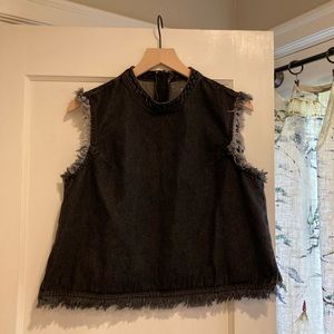 Gap Black Cropped Denim Tank (L)